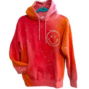 The Nu Vintage Pink and Orange Paint Splatter Hoodie Sweatshirt